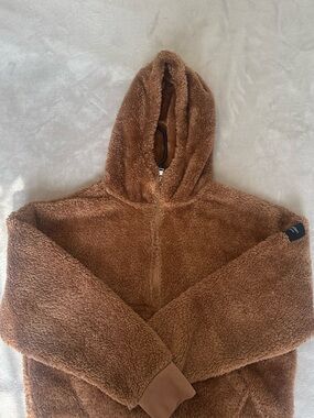 Calvin Klein Performance Brown Teddy Half-Zip Hoodie